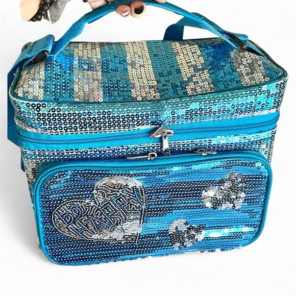 Justice Sequin Blue makeup or jewelry organizer sparkly overload - Picture 1 of 11